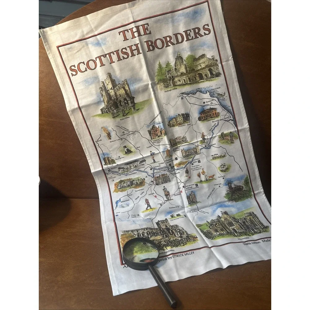VTG Kitchen Finger Towel W/ Scottish Borders Linen Farmhouse Rural Life 32